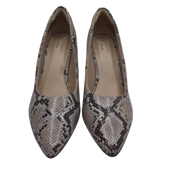 Clarks Illeana Tulip Natural Snake Pointed Toe Pumps Heels Womens 8.5 - Picture 6 of 14